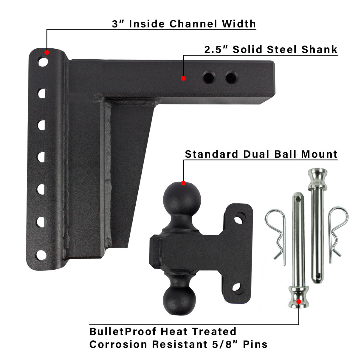 2.5" Extreme Duty 8" Drop/Rise Hitch Included Parts