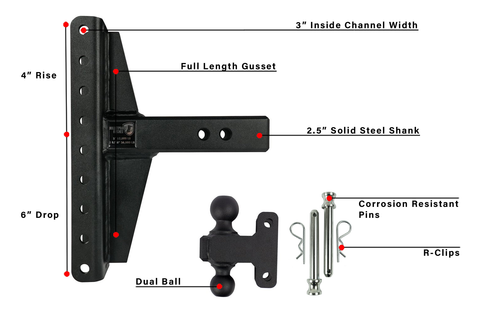 2.5-Inch Extreme Duty 4-Inch & 6-Inch Offset Hitch- Parts Included