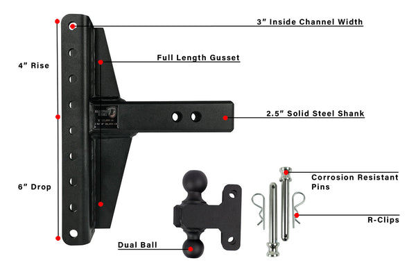 BulletProof 2.5" Extreme Duty 4-6" Drop/Rise Offset Hitch  (1955363881029)