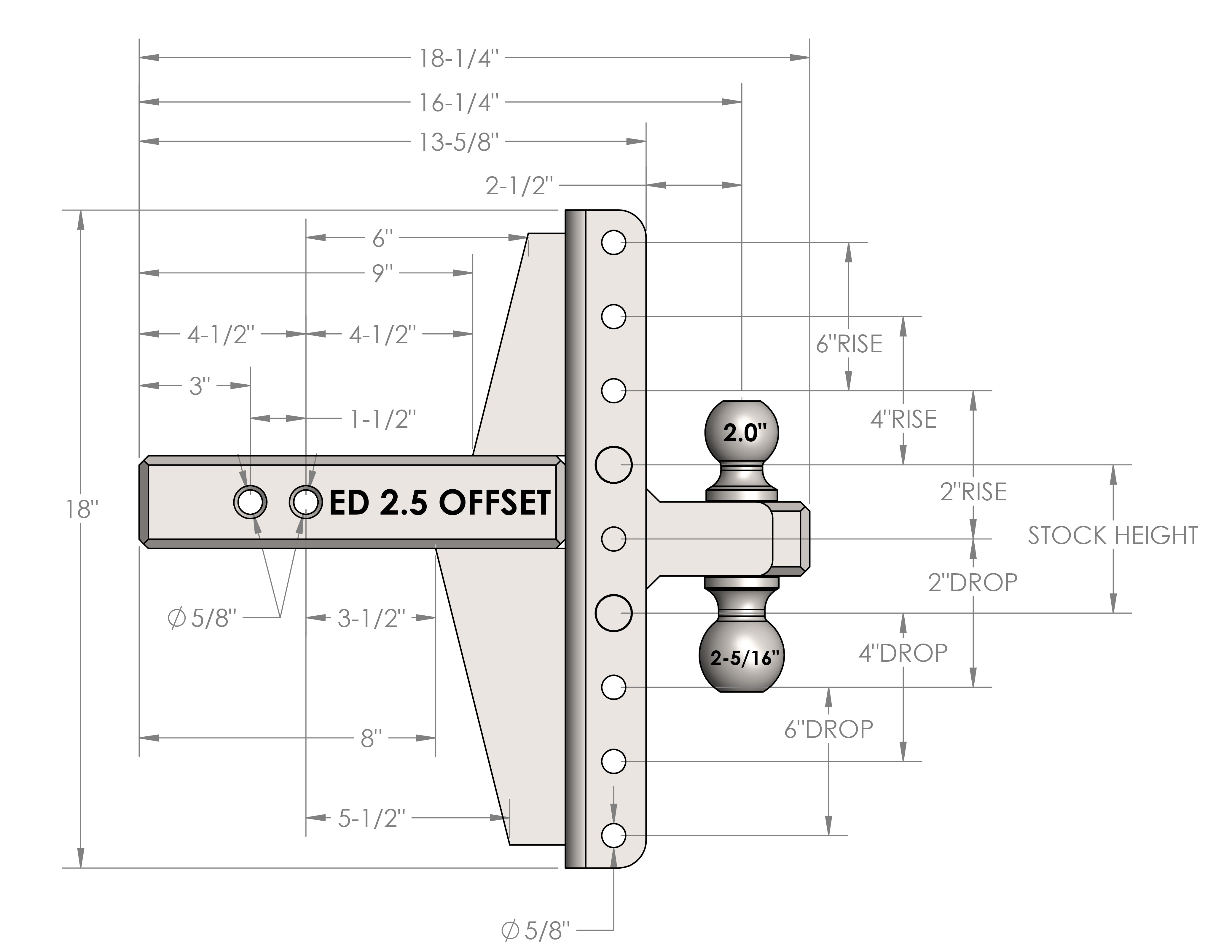 2.5-Inch Extreme Duty 4-Inch & 6-Inch Offset Hitch- Production Specifications