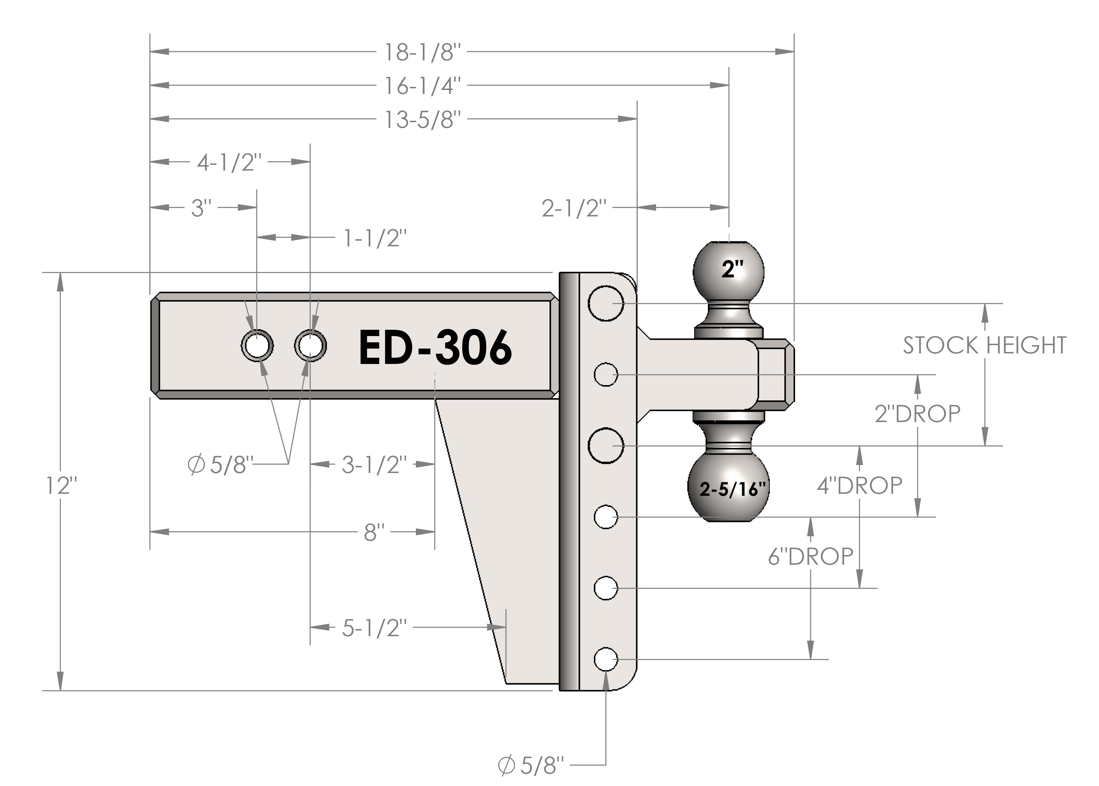 3.0" Extreme Duty 6" Drop/Rise Hitch Design Specification