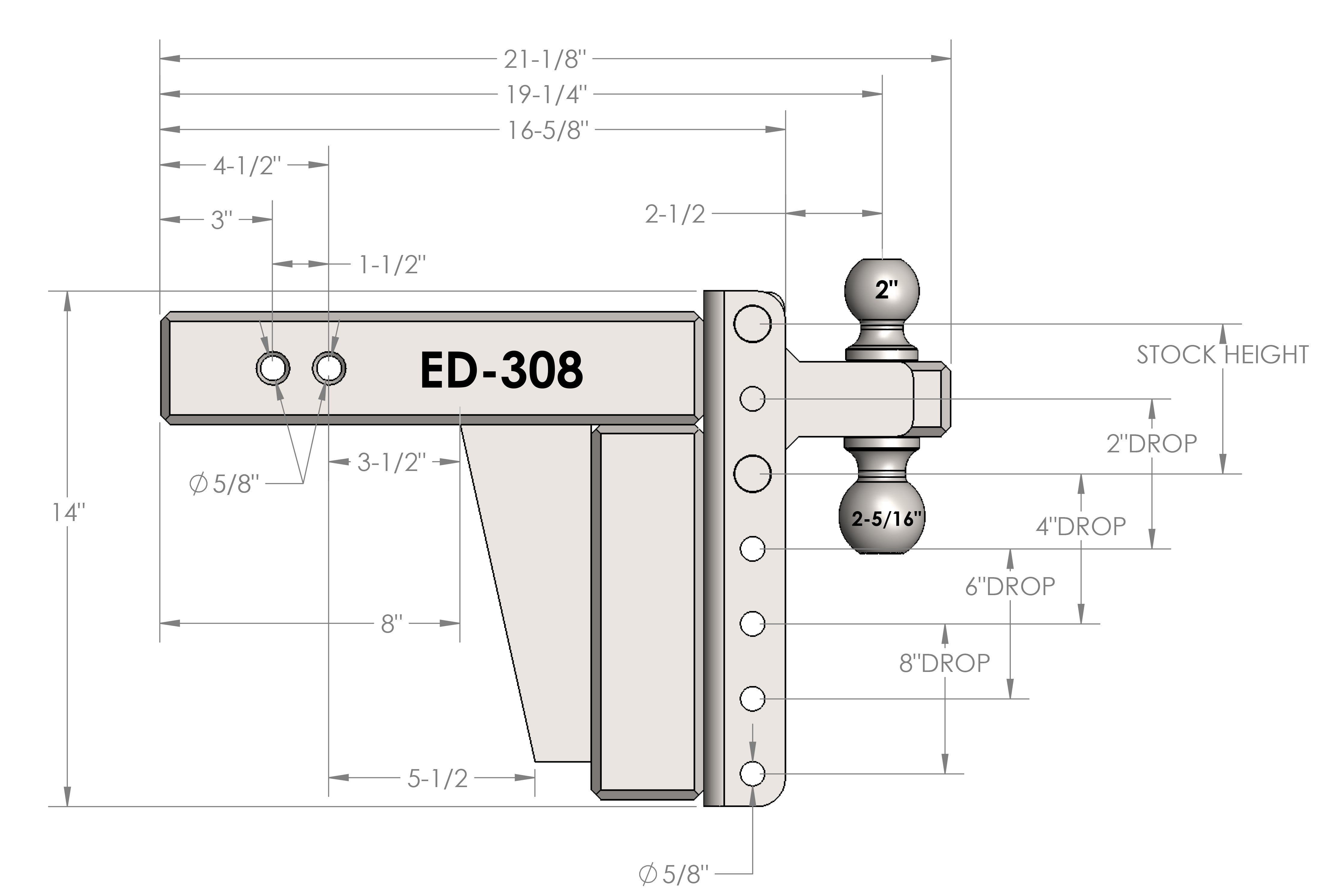 3.0″ Extreme Duty 8″ Drop/Rise Hitch Design Specification