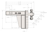 BulletProof 3" Extreme Duty 8" Drop/Rise hitch with Dual Ball and Corrosion Resistant Pins (1955361030213)