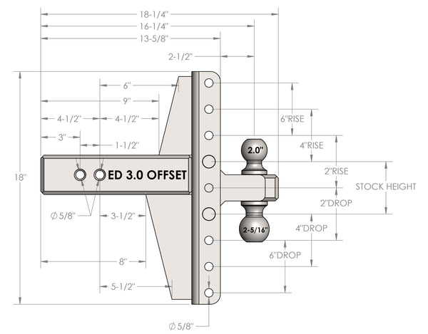 BulletProof 3" Extreme Duty 4-6" Drop/Rise Offset Hitch  (2086694322245)