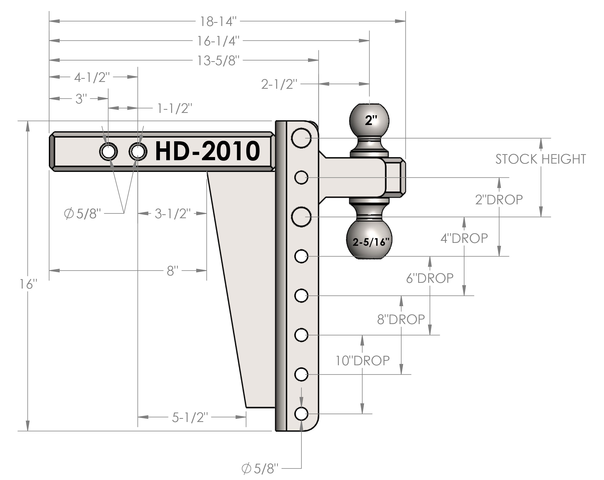 2.0" Heavy Duty 10" Drop/Rise Hitch Design Specification