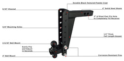 Features of 2.0 Inch Extreme Duty 12 Inch Drop/Rise Hitch