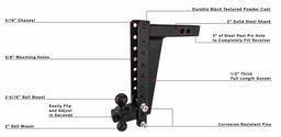 Features of 2.0 Inch Heavy Duty 14 Inch Drop/Rise Hitch