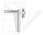 BulletProof Hitches 2" Heavy Duty 14" Drop/Rise Hitch with Dual Ball and Corrosion Resistant Pins (1955362570309)