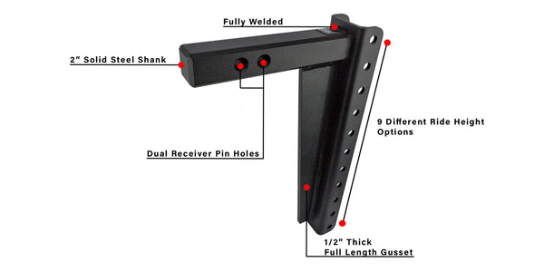 2.0" Heavy Duty 16" Drop/Rise Hitch