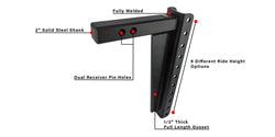 Features of 2.0 Inch Heavy Duty 16 Inch Drop/Rise Hitch