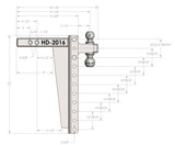 BulletProof 2" Heavy Duty 16" Drop/Rise Hitch with Dual Ball and Pins (1955370205253)