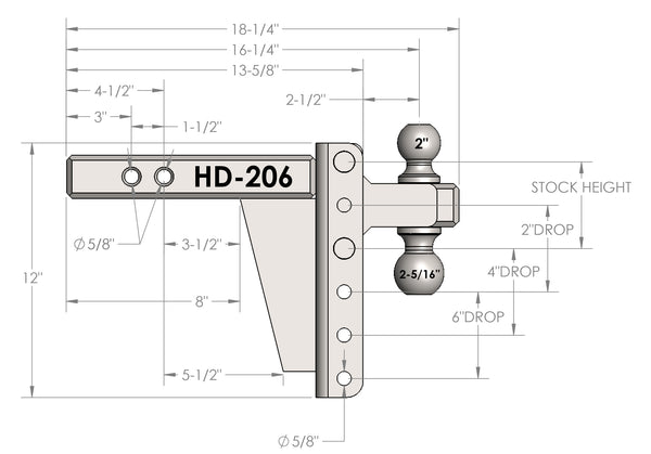 2.0" Heavy Duty 6" Drop/Rise - BulletProof Hitches (1955362766917)