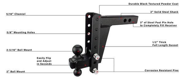 2.0" Heavy Duty 8" Drop/Rise Hitch