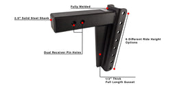 Features of 2.5 Inch Heavy Duty 10 Inch Drop/Rise Hitch