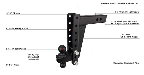 2.5" Heavy Duty 10" Drop/Rise Hitch