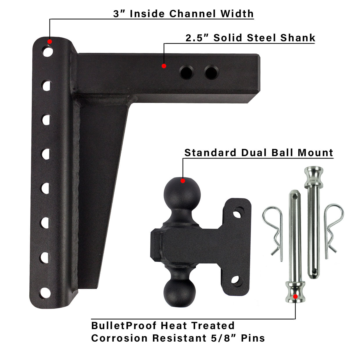 2.5-Inch Heavy Duty 10-Inch Drop/Rise Hitch- Parts Included