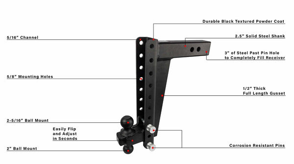 2.5" Heavy Duty 14" Drop/Rise Hitch