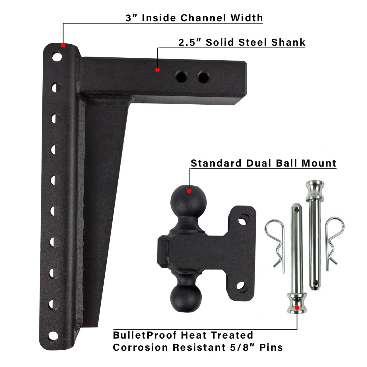 2.5-Inch Heavy Duty 14-Inch Drop/Rise Hitch- Parts Included