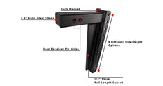 Features of 2.5 Inch Heavy Duty 16 Inch Drop/Rise Hitch