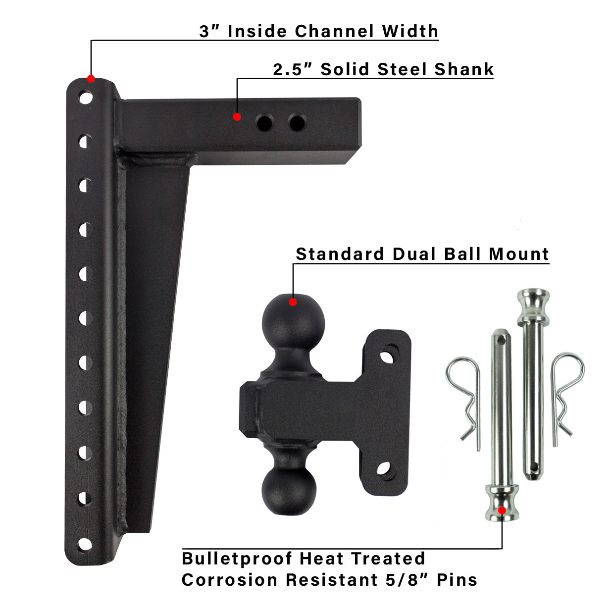 2.5-Inch Heavy Duty 16-Inch Drop/Rise Hitch- Parts Included