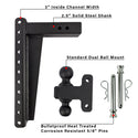 Features of 2.5 Inch Heavy Duty 16 Inch Drop/Rise Hitch