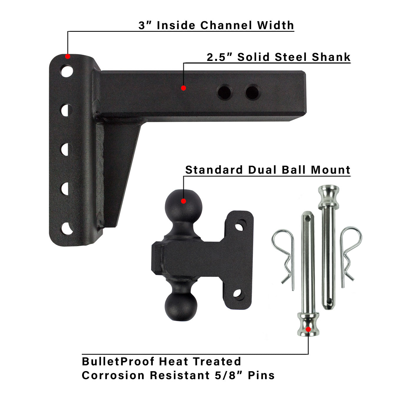 2.5-Inch Heavy Duty 4-Inch Drop/Rise Hitch- Parts Included