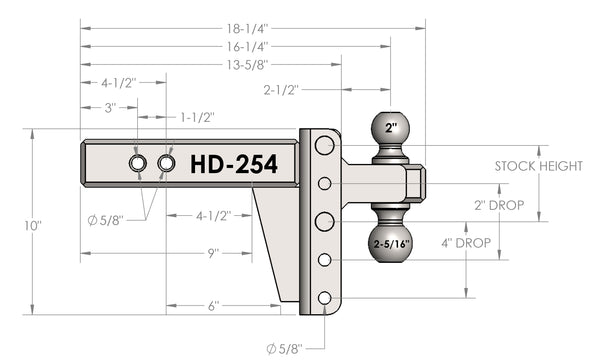 BulletProof 2.5" Heavy Duty 4" Drop/Rise Hitch with Dual Ball and Corrosion Resistant Pins (1955367288901)