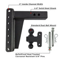 Features of 2.5 Inch Heavy Duty 8 Inch Drop/Rise Hitch