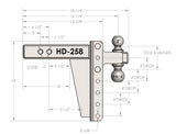 BulletProof 2.5" Heavy Duty 8" Drop/Rise Hitch with Dual Ball and Corrosion Resistant Pins (1955367747653)