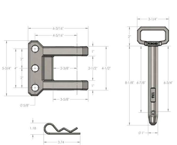 BulletProof Heavy Duty 2-Tang Clevis with 1