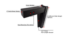 Features of 3.0 Inch Heavy Duty 10″ Drop/Rise Hitch
