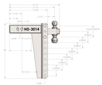 Features of 3.0 Inch Heavy Duty 14″ Drop/Rise Hitch