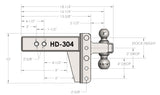 BulletProof 3" Heavy Duty 4" Drop/Rise hitch with Dual Ball and Corrosion Resistant Pins (1955369058373)