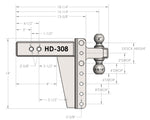 BulletProof 3" Extreme Duty 8" Drop/Rise hitch with Dual Ball and Corrosion Resistant Pins (1955369386053)