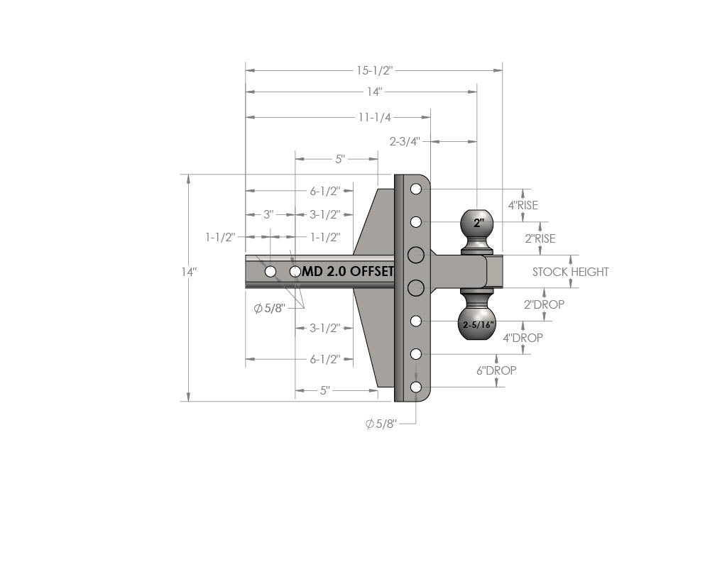 2.0-Inch Medium Duty 4-Inch & 6-Inch Offset Hitch- Production Specifications