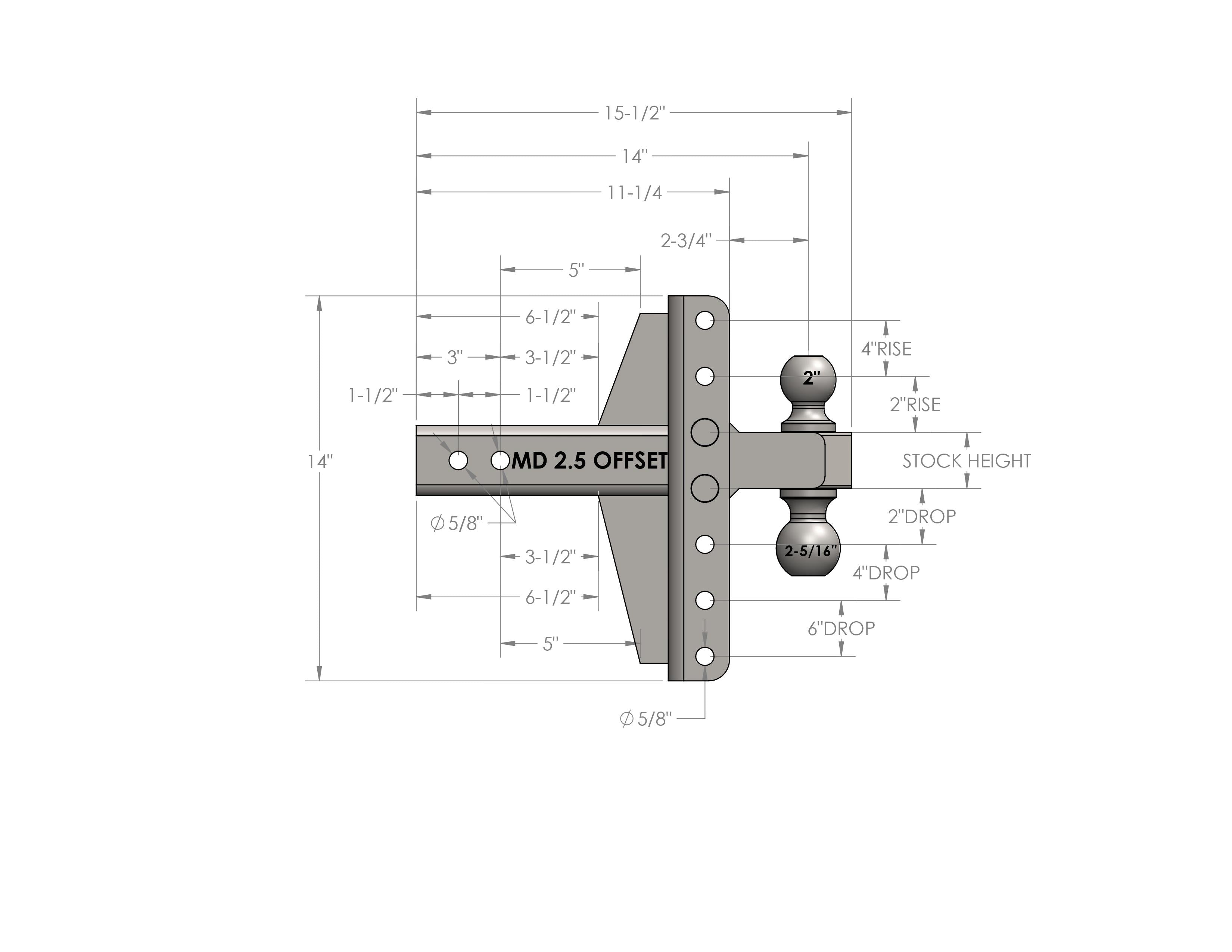2.5-Inch Medium Duty 4-Inch & 6-Inch Offset Hitch- Production Specifications
