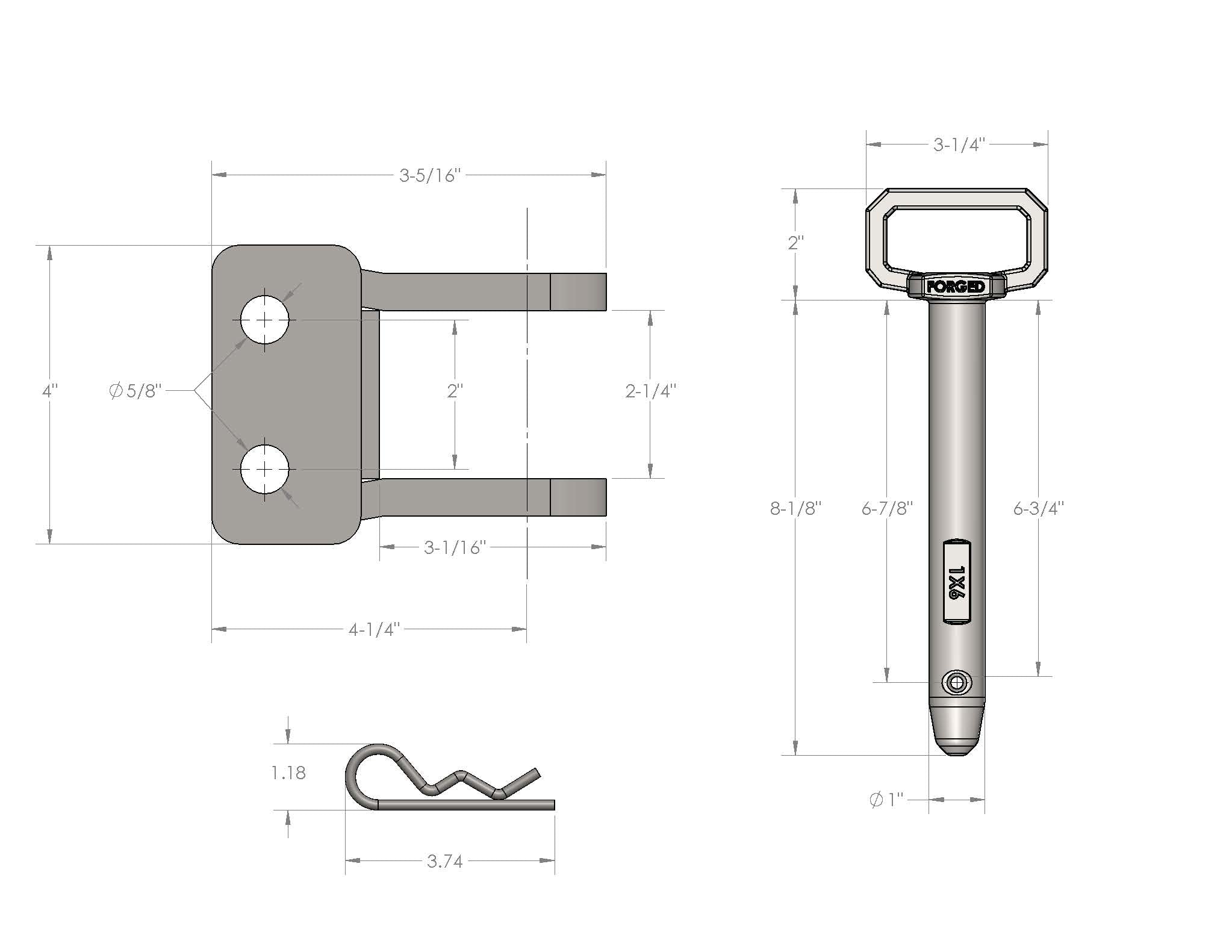 BulletProof Medium Duty 2-Tang Clevis with 1" Pin Design Specification